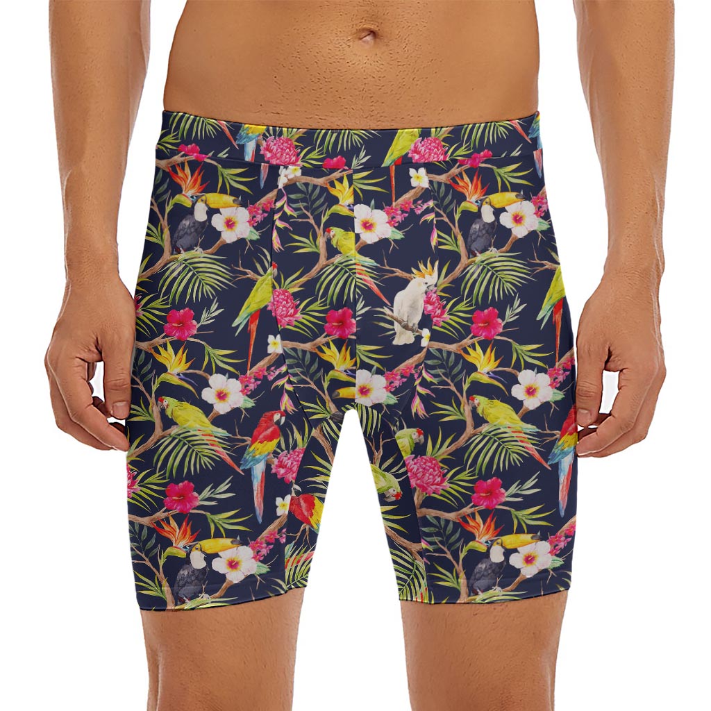 Parrot Toucan Tropical Pattern Print Men's Long Boxer Briefs