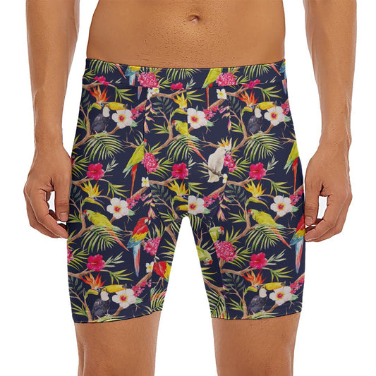 Parrot Toucan Tropical Pattern Print Men's Long Boxer Briefs