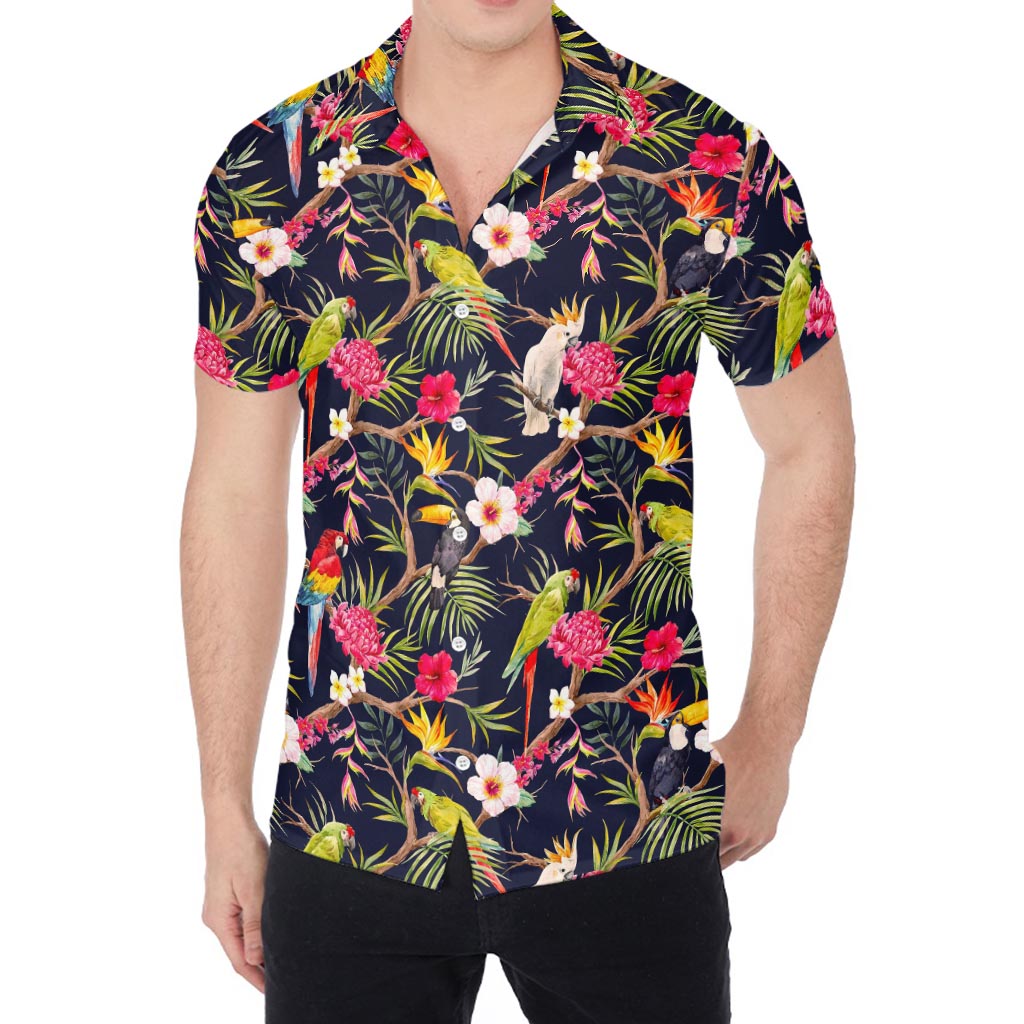 Parrot Toucan Tropical Pattern Print Men's Shirt