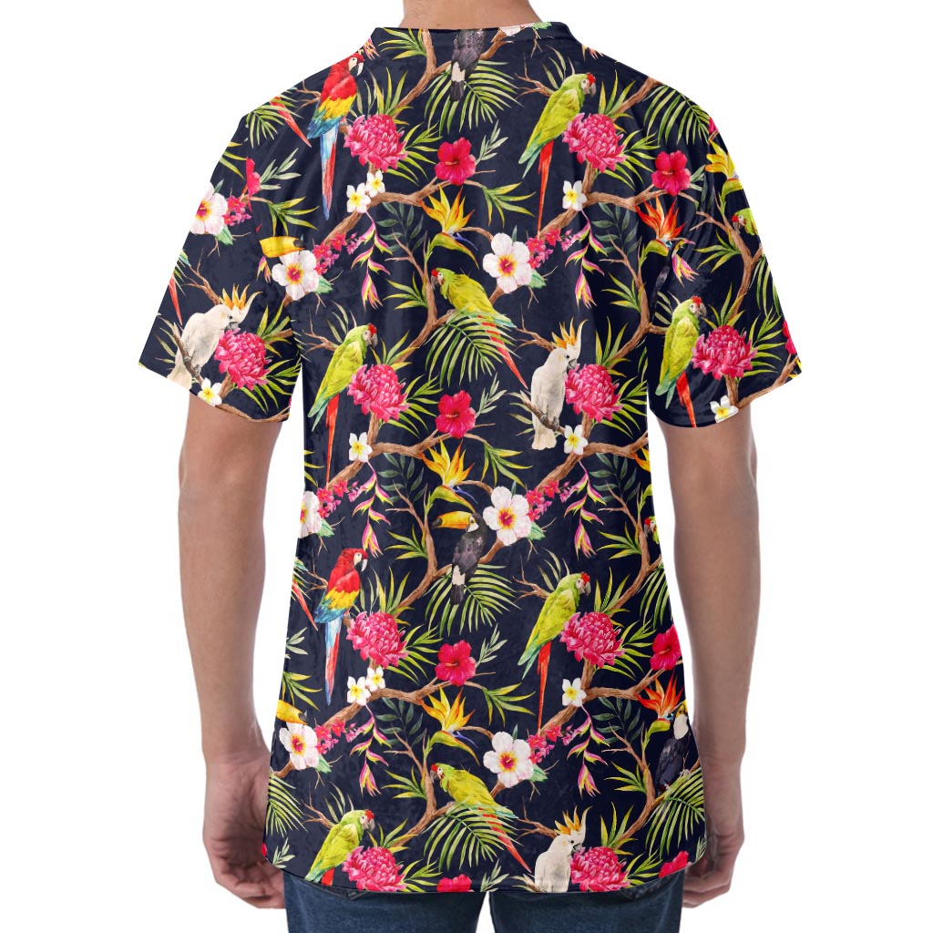 Parrot Toucan Tropical Pattern Print Men's Velvet T-Shirt