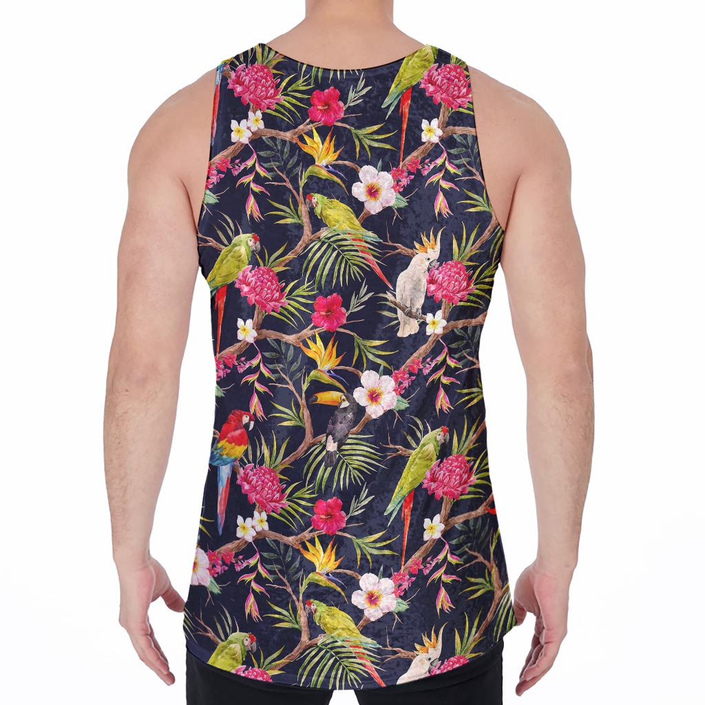 Parrot Toucan Tropical Pattern Print Men's Velvet Tank Top