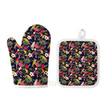 Parrot Toucan Tropical Pattern Print Oven Mitt And Pot Holder Set