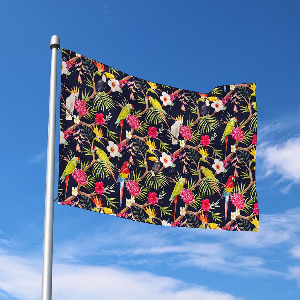 Parrot Toucan Tropical Pattern Print Polyester Flag
