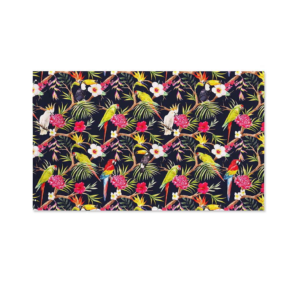 Parrot Toucan Tropical Pattern Print Polyester Flag