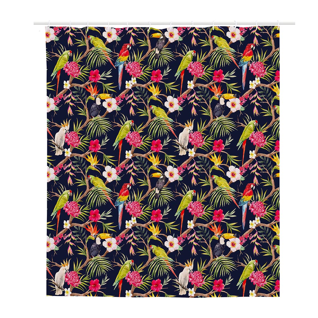 Parrot Toucan Tropical Pattern Print Polyester Shower Curtain