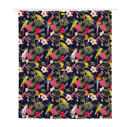 Parrot Toucan Tropical Pattern Print Polyester Shower Curtain