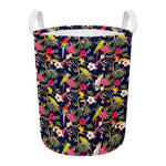 Parrot Toucan Tropical Pattern Print Round Laundry Basket