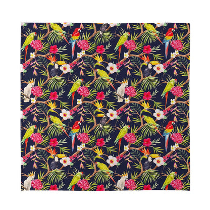 Parrot Toucan Tropical Pattern Print Silk Bandana