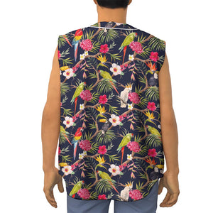 Parrot Toucan Tropical Pattern Print Sleeveless Baseball Jersey