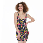 Parrot Toucan Tropical Pattern Print Sleeveless Bodycon Dress