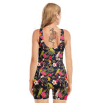 Parrot Toucan Tropical Pattern Print Sleeveless One Piece Swimsuit