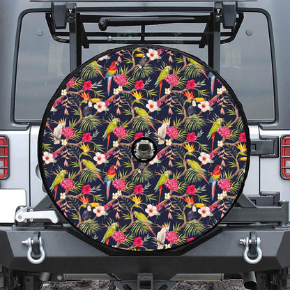 Parrot Toucan Tropical Pattern Print Tire Cover With Camera Hole