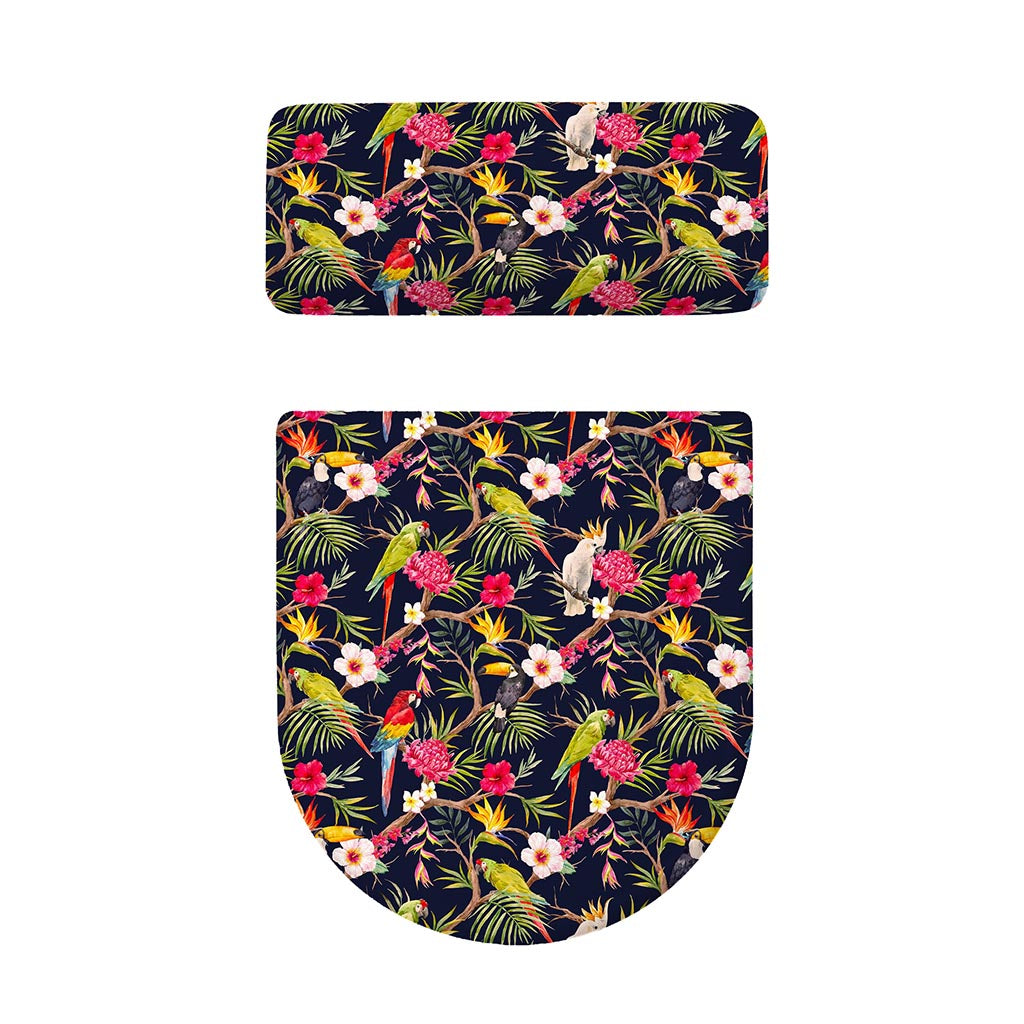Parrot Toucan Tropical Pattern Print Toilet Lid And Tank Cover Set
