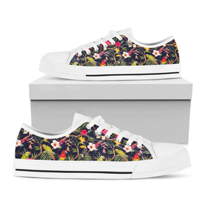 Parrot Toucan Tropical Pattern Print White Low Top Sneakers