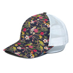 Parrot Toucan Tropical Pattern Print White Mesh Trucker Cap