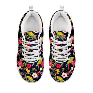 Parrot Toucan Tropical Pattern Print White Running Shoes