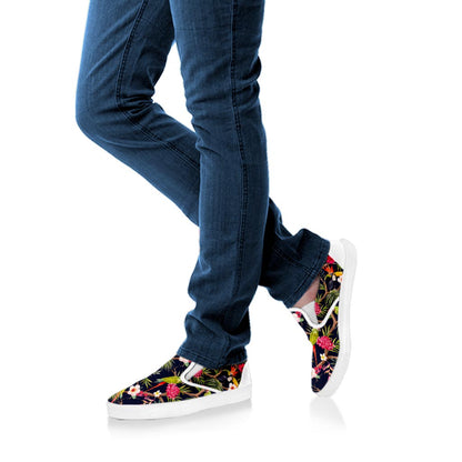 Parrot Toucan Tropical Pattern Print White Slip On Sneakers