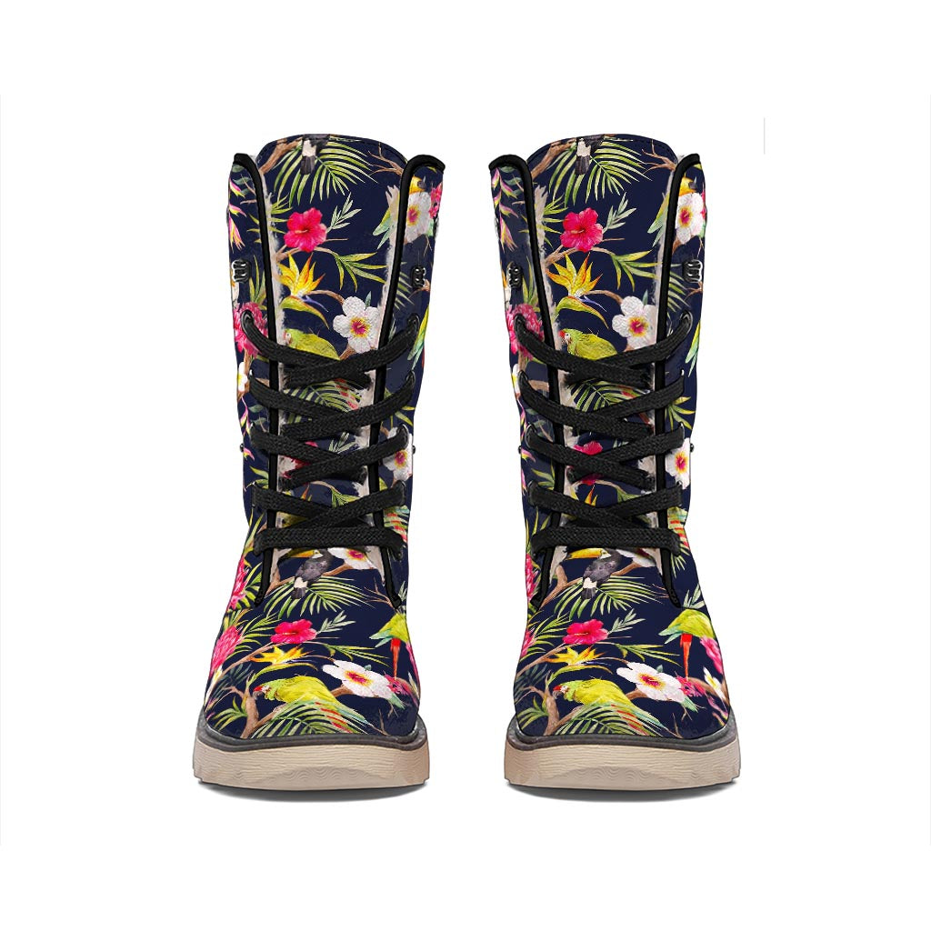 Parrot Toucan Tropical Pattern Print Winter Boots