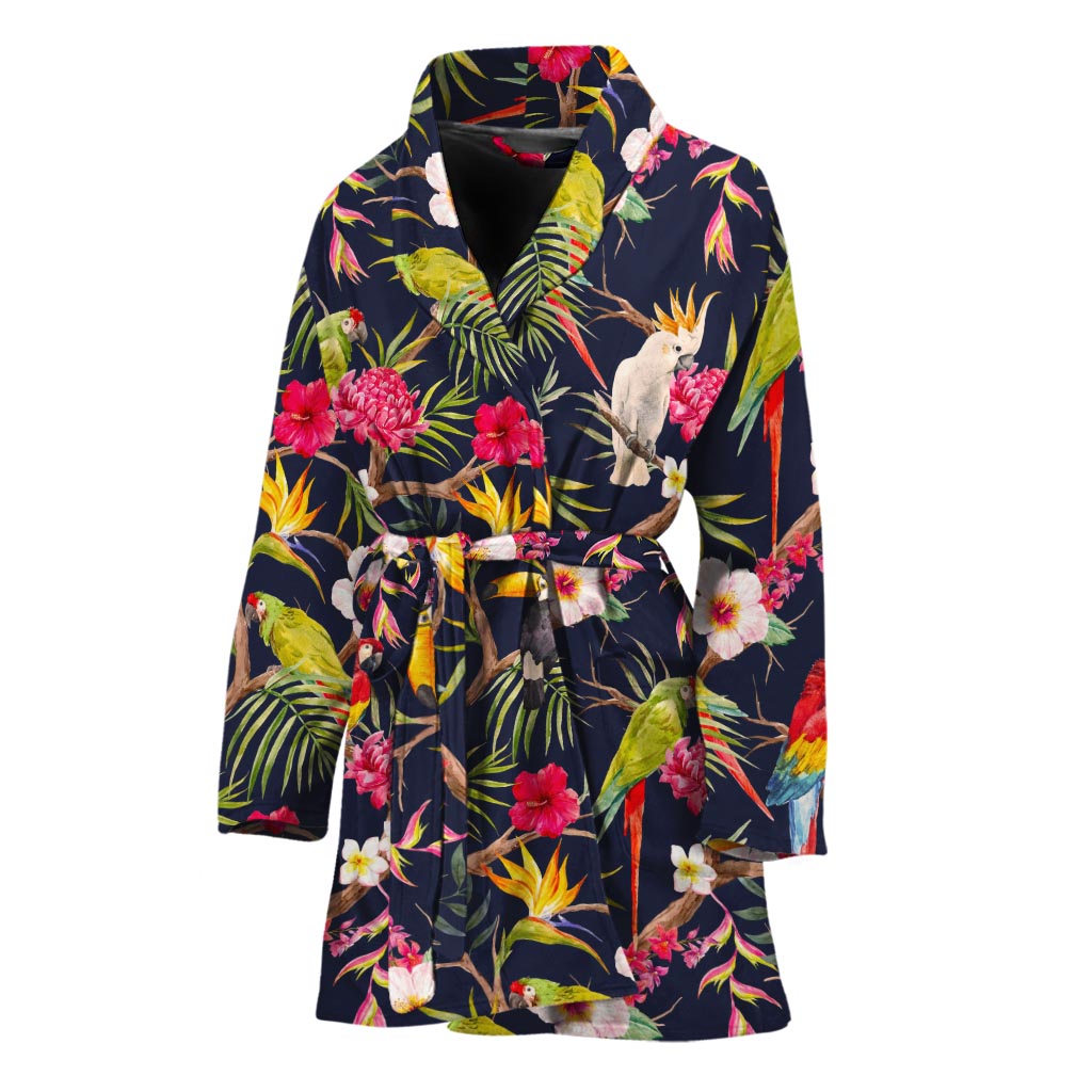 Parrot Toucan Tropical Pattern Print Women's Bathrobe