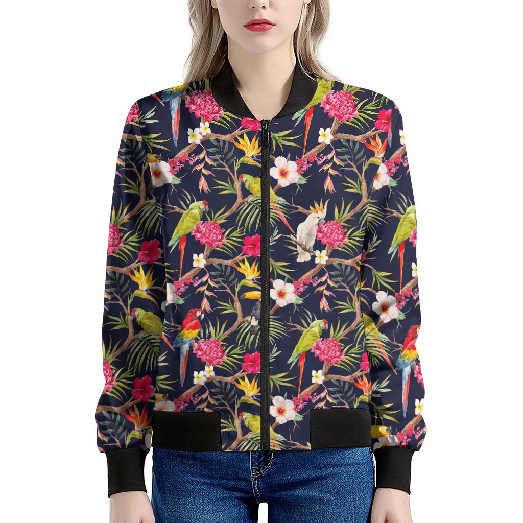 Parrot Toucan Tropical Pattern Print Women's Bomber Jacket