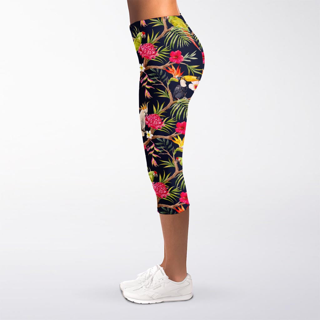 Parrot Toucan Tropical Pattern Print Women's Capri Leggings