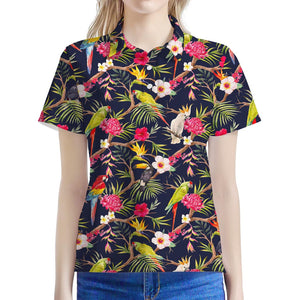 Parrot Toucan Tropical Pattern Print Women's Polo Shirt