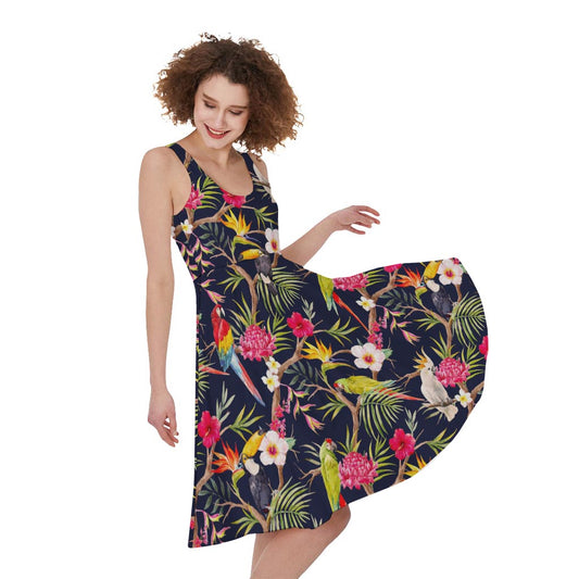 Parrot Toucan Tropical Pattern Print Women's Sleeveless Dress