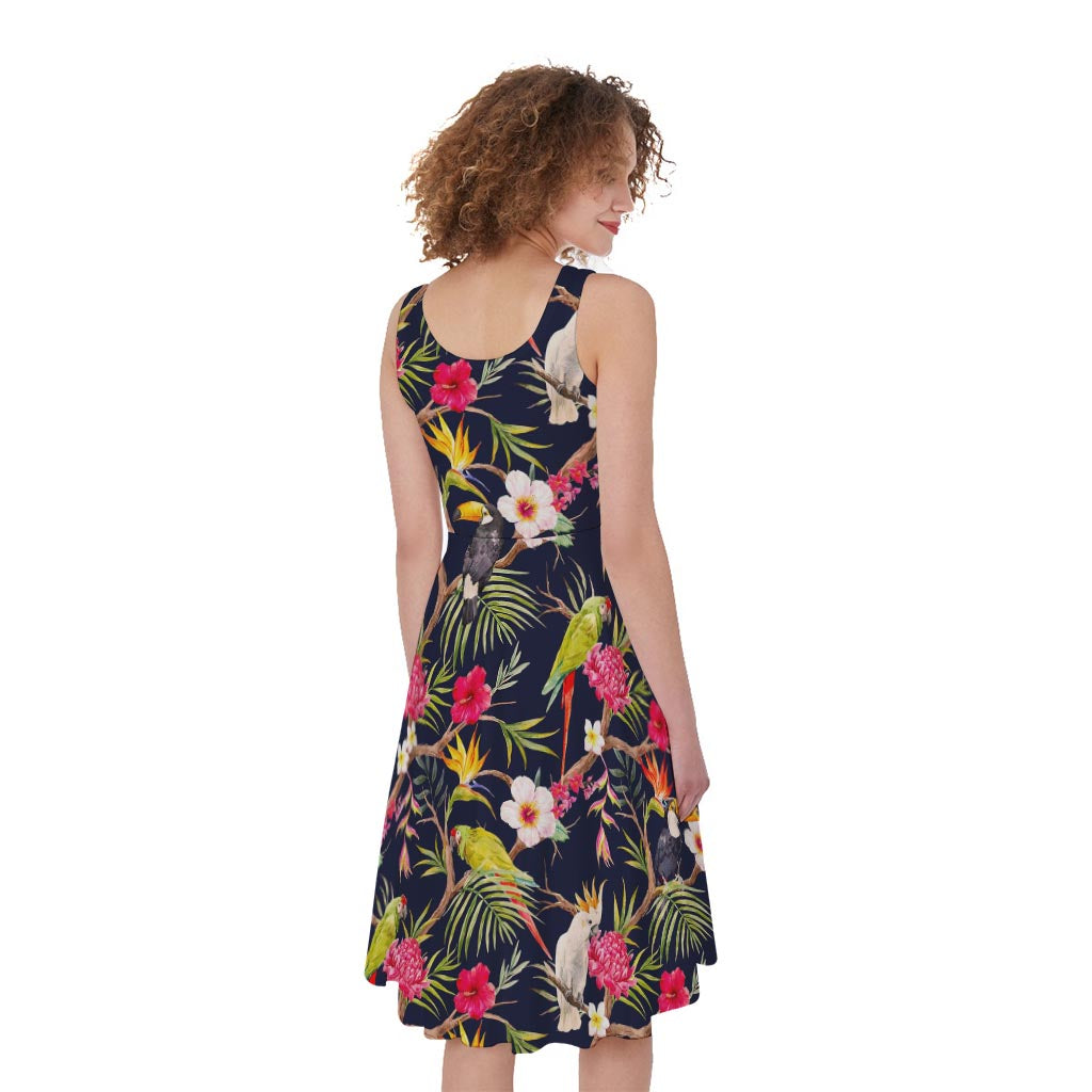 Parrot Toucan Tropical Pattern Print Women's Sleeveless Dress