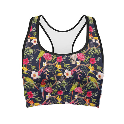 Parrot Toucan Tropical Pattern Print Women's Sports Bra