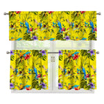 Parrot Tropical Pattern Print 3 Piece Kitchen Curtains