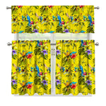 Parrot Tropical Pattern Print 3 Piece Kitchen Curtains