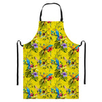Parrot Tropical Pattern Print Bib Apron With Pocket
