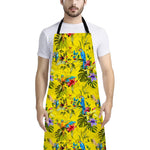 Parrot Tropical Pattern Print Bib Apron With Pocket