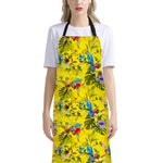 Parrot Tropical Pattern Print Bib Apron With Pocket