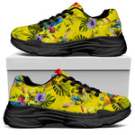 Parrot Tropical Pattern Print Black Chunky Shoes
