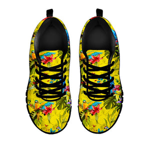 Parrot Tropical Pattern Print Black Running Shoes