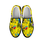 Parrot Tropical Pattern Print Black Slip On Sneakers