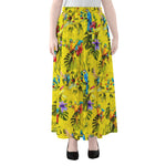 Parrot Tropical Pattern Print Chiffon Maxi Skirt