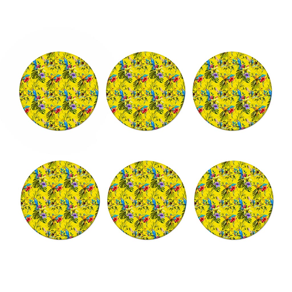 Parrot Tropical Pattern Print Coaster Set