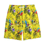 Parrot Tropical Pattern Print Cotton Shorts