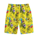 Parrot Tropical Pattern Print Cotton Shorts