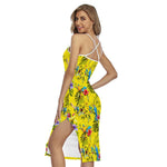 Parrot Tropical Pattern Print Cross Back Cami Dress