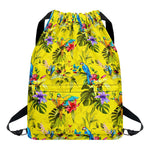 Parrot Tropical Pattern Print Drawstring Backpack
