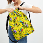 Parrot Tropical Pattern Print Drawstring Backpack