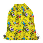 Parrot Tropical Pattern Print Drawstring Bag