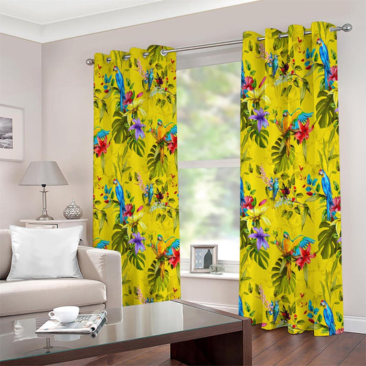 Parrot Tropical Pattern Print Extra Wide Grommet Curtains