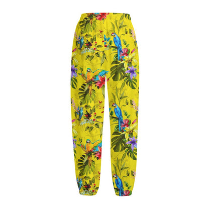 Parrot Tropical Pattern Print Fleece Lined Knit Pants