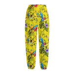 Parrot Tropical Pattern Print Fleece Lined Knit Pants