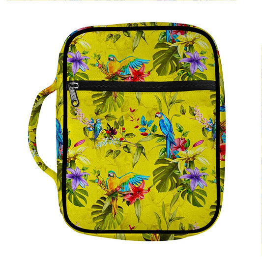 Parrot Tropical Pattern Print Front Pocket Bible Bag