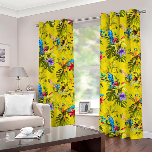 Parrot Tropical Pattern Print Grommet Curtains